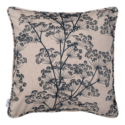 45cm Piped Cushion Cover in Reversed Indigo Cow Parsley