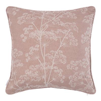 45cm Piped Cushion Cover in Plaster Pink Cow Parsley