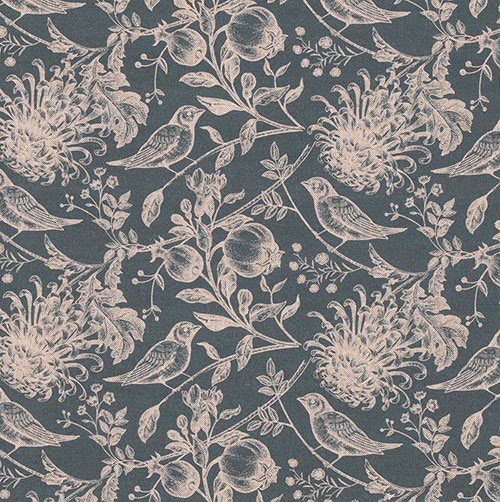 Watercolour Leaf Fabric in Indigo