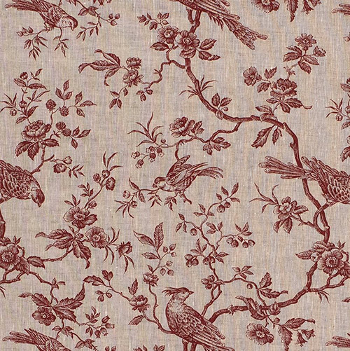 Isabelle Printed Linen Fabric in Red