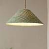 40cm Pendant Wide Cone Shade in Rich Green Watercolour Leaf