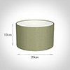 20cm Wide Cylinder Shade in Pale Green Faux Silk