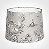 45cm Medium French Drum Shade in Grey Pastoral Toile de Jouy-Lamp Base Only