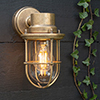 Wall Mounted Ship's Light in Antiqued Brass