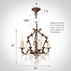 Rococo Pendant Light in Antiqued Brass