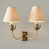 Double Tulip Wall Light in Antiqued Brass