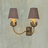 Double Tulip Wall Light in Antiqued Brass