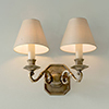 Double Gainsborough Wall Light in Antiqued Brass