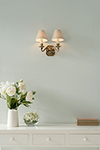 Double Gainsborough Wall Light in Antiqued Brass