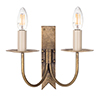 Double Cottage Wall Light in Antiqued Brass