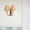 Double Cottage Wall Light in Antiqued Brass