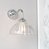 Octavia Fluted Bathroom Wall Light With Byron Arm in Nickel