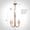 Five Arm Classic Pendant Light in Antiqued Brass