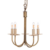 Five Arm Classic Pendant Light in Antiqued Brass