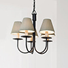 Five Arm Classic Pendant Light in Matt Black