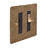 13amp Fused Switch Antiqued Hammered Plate, Brass Insert