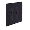 13amp Fused Switch Matt Black Hammered Plate, Black Insert