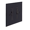 13amp Fused Switch Matt Black Bevelled Plate , Black Insert