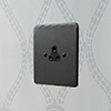 2amp Round Pin Socket Beeswax Hammered Plate, Black Insert