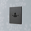 2amp Round Pin Socket Beeswax Bevelled Plate, Black Insert