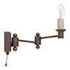 Hanson Wall Light in Antiqued Brass with Pull Cord