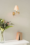 Hanson Wall Light in Old Gold with Pull Cord