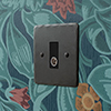 TV Co-axial Outlet BW Hammered Plate, Black Insert