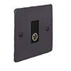 TV Co-axial Outlet BW Hammered Plate, Black Insert