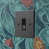 TV Co-axial Outlet BW Bevelled Plate, Black Insert