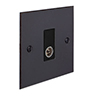 TV Co-axial Outlet BW Bevelled Plate, Black Insert