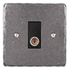 TV Co-axial Outlet Polished Hammered Plate, Black Insert