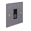 TV Co-axial Outlet Polished Bevelled Plate, Black Insert