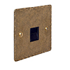 Master Telephone Socket Antiqued Brass Hammered Plate, Black Insert