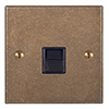 Master Telephone Socket Antiqued Brass Bevelled Plate, Black Insert