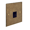 Master Telephone Socket Antiqued Brass Bevelled Plate, Black Insert