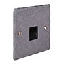 Master Telephone Socket Polished Hammered Plate, Black Insert