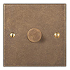 1 Gang Rotary Dimmer Antiqued Brass Bevelled Plate