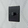 1 Gang Rotary Dimmer Matt Black Hammered Plate