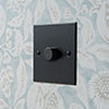 1 Gang Rotary Dimmer Matt Black Bevelled Plate