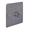 1 Gang Rotary Dimmer Polished Hammered Plate
