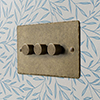 3 Gang Rotary Dimmer Antiqued Brass Hammered Plate