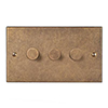 3 Gang Rotary Dimmer Antiqued Brass Bevelled Plate