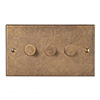 3 Gang Rotary Dimmer Antiqued Brass Bevelled Plate