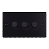 3 Gang Rotary Dimmer Matt Black Hammered Plate