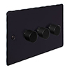 3 Gang Rotary Dimmer Matt Black Hammered Plate