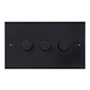 3 Gang Rotary Dimmer Matt Black Bevelled Plate