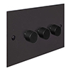 3 Gang Rotary Dimmer Matt Black Bevelled Plate