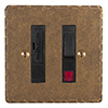 Fused Switch + Neon Antiqued Brass Hammered Plate, Black Insert