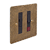 Fused Switch + Neon Antiqued Brass Hammered Plate, Black Insert