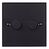 2 Gang Rotary Dimmer Matt Black Bevelled Plate